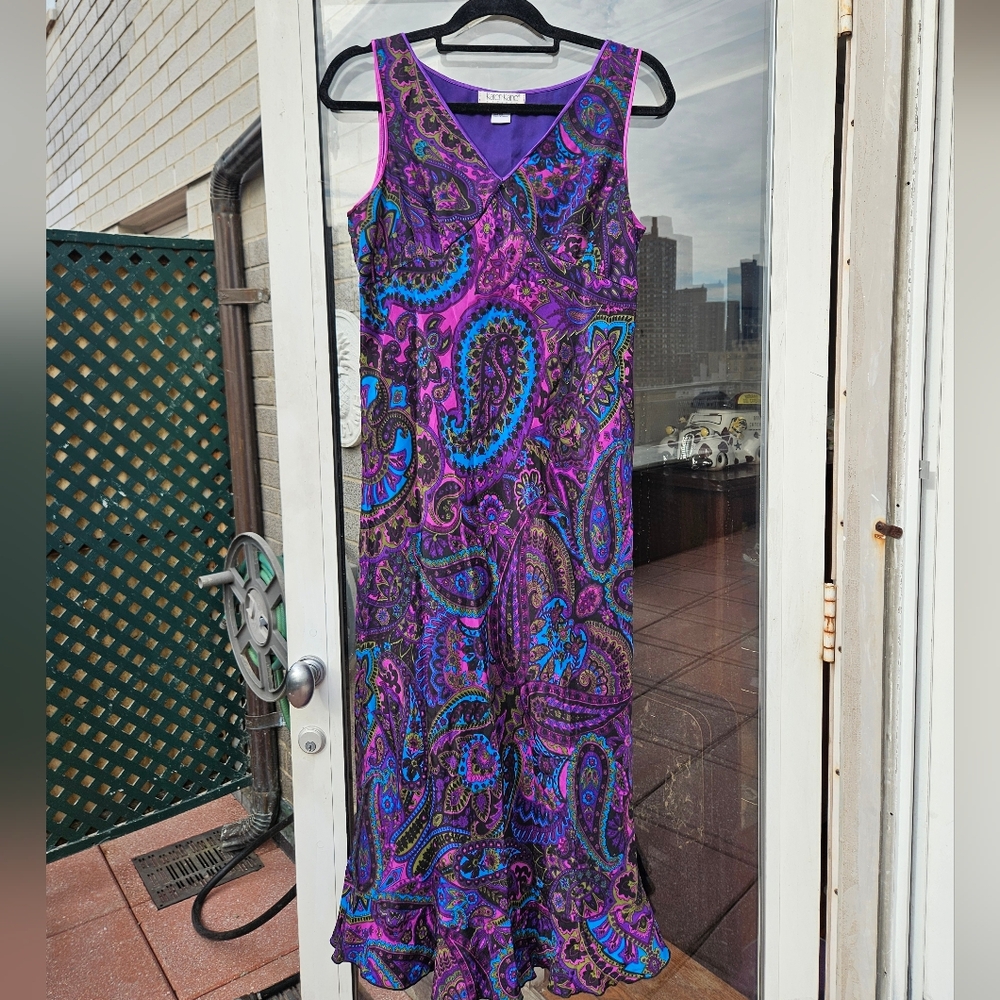 Silk Karen Kane Paisley Print Sleeveless Dress - Size Medium Petite